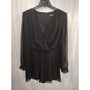 Women's Black Faux Wrap Sheer Gothic Dress Size L Alternative Date Night Church